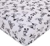 Disney Mickey Mouse - Charcoal, Black and White Mickey and Friends, Minnie Mouse, Donald Duck and Pluto Nursery Polyester Fitted Crib Sheet