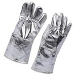 harayaa 2Pcs Aluminum Foil Heat Insulation Gloves Welding Gloves,High Temperature Resistant Industrial Welding for Lab,Work Cooking, Style A