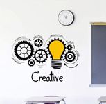 Sky Flying Gears Creative Bulb Office - Inspirational - Motivational - Quotes - Wall Sticker for Kids Room, Living Room, School, Library (Size - 121CM X 55CM)