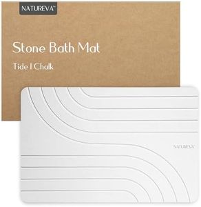 Natureva Home - Stone Bath Mat | Super Absorbent, Quick Dry, Non Slip | Modern Diatomite Bathroom Mats | Made of Natural Diatomaceous Earth | Absorbing Water Instantly | Design Tide | Colour Chalk