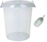 50 Litre Clear/Transparent Plastic Bin with Scoop Kitchen/Food Storage/Container/Rubbish/Waste/Animal Feed Storage (1)