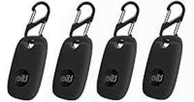 VAEKNVG 4PCS Case for Tile Mate Pro, Soft Silicone Skin Cover Shock-Absorbing Protective Case with Carabiner Accessories (4 Packs Black)