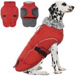 DENTRUN Dog Cold Weather Coats Winter Warm Dog Coat Windproof Cozy Dog Jacket Thick Fleece Vest Water Repellent Apparel with Harness/Leash Hole & Reflective for Outdoor Small Medium Large Dogs