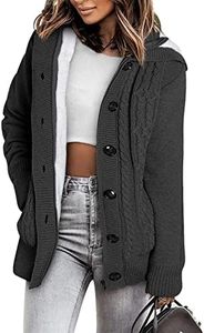 Sidefeel Women's Cardigan Hooded Fleece Lined Jackets Winter Cable Knit Sweater Coat XX-Large Dark Grey