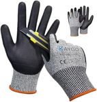 KAYGO 2 Pairs Cut Resistant Work Gloves for Men and Women,ANSI A3 Cutting Gloves,Nitrile Micro-Foam Safety Work Gloves KG21NB,Ideal for Wood Carving,Glass Handling, Construction,Fishing,Grey,2XL