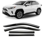 CLIM ART Wind deflector for/compatible with Toyota RAV4 2019-2024, SUV door rain deflectors,car accessories, car wind deflectors, tape on 4 pieces, Dark