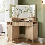 T4TREAM Fluted Makeup Vanity Desk w