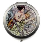 Compact mirror with Vintage Four Seasons Design, Stainless Steel, Gift Box included | Pocket magnifying mirror