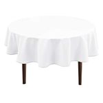 Hiasan White Round Tablecloth 70 Inch - Waterproof Stain Resistant Washable Fabric Table Cloth for Dining Room Kitchen Party