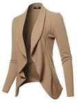 SSOULM Women's Long Sleeve Classic Draped Open Front Lightweight Blazer Mocha M