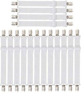 O-Kinee LAKIND 16PCS Sujetadores de Hojas Sujetadores de Tirantes Ajustables para sábanas o sofás (16pcs-Blanco)