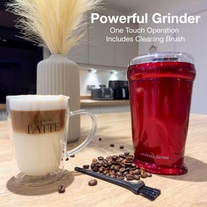 Andrew James Electric Coffee Grinder – 150W, 70g, Red, One-Touch