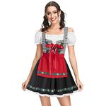 Kate Kasin Women Traditional Bavarian Oktoberfest Dress Cold Shoulder 2pcs Apron Dress Halloween Costume Fancy Maid Dirndl Costumes Cosplay Dress Black Plaid XXL