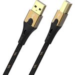 Oehlbach Primus USB Cable Type B 2.0 - State of The Art - High Speed 480 Mb/s Highly Flexible Metal Connector HPOCC Triple Shielding - Printer, Scanner, Audio Amplifier - Black/Gold - 3 m