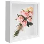 Fzyisw Shadow Box Frame 8x8 Inch Box Frames for Crafts 3D Deep, White Deep Picture Frame, Deep Box Frames for Memorabilia Pictures Flowers Medals Tickets,Tabletop and Wall Hanging