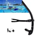 Swim Snorkel for Lap Swimming,Adult Swimmers Snorkeling Gear for Swimming Snorkel Training in Pool and Open Water,Center Comfortable Silicone Mouthpiece One-Way Purge Valve,With Nose Clip and Earplug