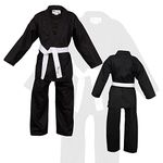 NORMAN Black Children's Karate Suit Free White Belt Kids Karate suit (110cm)