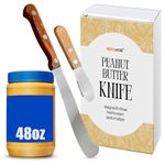 Performore 2PCS Spreading Knives, 12” Long Peanut Butter Knife That Works Great with Jars and 5” Short Spreading Knife, Stainless Steel Spatulas with Wooden Handle Spreader Set