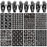 Tattoo Stencils Kit Reusable for Women Girls and Kids,300+ PCS Tattoo Templates,Temporary Indian Arabian Glitter Airbrush Tattoo Stencils