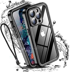 W7ETBEN for iPhone 15 Pro Case, [IP68 Waterproof] Built-in Screen Protector [10FT Military Shockproof] Anti-Scratches Anti-Dirt 360°Full Body Protective Phone Case for iPhone 15 Pro 6.1-Black