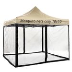 SOOSPE-MZ 10x10 Gazebo Replacement Mosquito Netting for Pop-Up Canopy Tent, Sidewall Screen with Zipper Universal Black