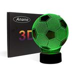 Anano 3D Illusion Football Lights Lamp,Soccer LED Table Desk Decor 7 Colors Touch Control USB Powered Party Decoration Lamp,3D Visual Lamp for Home Décor Xmas Birthday Gifts