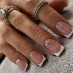 24pcs Square False Nails French Tip
