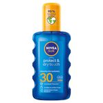 NIVEA SUN Protect & Dry Touch Invisible Sun Spray SPF 30 (200 ml), Water-Resistant Sun Oil, Immediate Protection against UVA & UVB Rays, Transparent/No White Marks