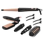 Rowenta 14-in-1 Styling Iron, Hair Straightener, Embossing Iron, Hair Curling Device, Heating Brush, Ceramic Coating, Shiny Hair, Cold Tip, Infinite Looks CF4231F0