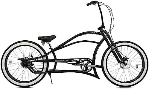 MICARGI 26” Boston-3I DS Chopper-Style Stretch Cruiser Bikes, Inter 3-Speed Rear Hub Disc Brake,Matte Black Hi-Ten Steel Frame,Polished Dual Suspension,High-Rise Cruiser Handlebar for Adults