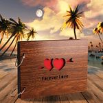 WallDaddy- Scrapbook Crafts (Forever Love) Scrap Book | Wooden Photo Album | 40 Black Color Paper Size "22 X 16 cm" "Wooden Photo Book (Photo Size Supported : 8x6 inch)