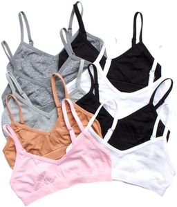 Sweet & Sassy Girls Seamless Training Bra Cami Training Bra Stretch Performance Seamless Bra 9 Pack, Size Medium, Basics