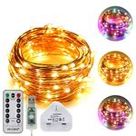 ErChen USB Dual-Color Led String Lights, 33FT 100 Leds Color Changing Dimmable 8 Modes Copper Wire Fairy Lights with Remote Timer for Indoor Outdoor Christmas (Warm White, Multicolor)