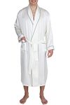 OSCAR ROSSA Men's Luxury Silk Sleepwear 100% Silk Long Robe Kimono Ivory
