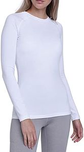 TCA Super Thermal Long Sleeve Women Base Layer, Women Cold Weather Thermal Ski/Running Base Layer Shirt Womens - Cloud White, Large