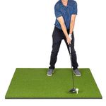 GoSports Golf Hitting Mat - Elite 5 x 5 ft - 15 mm Artificial Turf Training Mat for Indoor/Outdoor Swing Practice, Includes 3 Rubber Tees