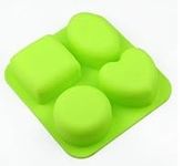 Allforhome 4 Cavities Heart Square Round Oval Silicone Cake Baking Mold Cake Pan Muffin Cups Handmade Soap Moulds Biscuit Chocolate Ice Cube Tray DIY Mold