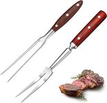 2 Pieces Forged Carving Forks with Color Wooden Handle and Stainless Steel Meat Fork Barbecue Fork for Kitchen Roast (12 Inch, 14 Inch)