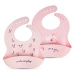 Vicloon Silicone Baby Bib, Baby Weaning Bibs, Waterproof Baby Feeding Bibs Adjustable with Wide Food Catcher Pocket Unisex Toddler Bibs