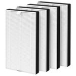 SAKEGDY 4-Pack F1 True HEPA Replacement Filter, Compatible with 3M Filtrete Air Purifier, Works with Devices: FAP-C01-F1, FAP-T02-F1, FAP-C01BA-G1, FAP-T02WA-G1, FAP-ST02W and FAP-ST02N, White