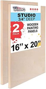 U.S. Art Supply 16" x 20" Birch Wood Paint Pouring Panel Boards, Studio 3/4" Deep Cradle (Pack of 2) - Artist Wooden Wall Canvases - Painting Mixed-Media Craft, Acrylic, Oil, Watercolor, Encaustic