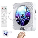 Portable CD Player with Bluetooth V5.1,Desktop CD Player with Speakers,New Wall Mounted CD Player,FM Radio Boombox with Remote Control, Support AUX in Cable&USB, Support Time and Timer,White