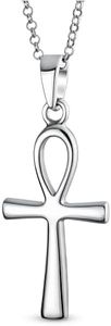 Unisex Large Religious Key To Life Egyptian Ankh Cross Pendant Necklace For Women Men Teens Polished .925 Sterling Silver