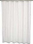 Amazon Basics Solid Colour Fabric Shower Curtain Mould Resistant and Water Repellent, White, 180 x 180cm