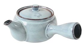 Mino ware Japanese Pottery Teapot Kyusu Flower Pattern in Light Blue with Infuser made in Japan (Japan Import) SYK001 (Light Blue)