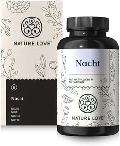 NATURE LOVE® Nacht - 90 Kapseln - mit natürlichem Melatonin, Ashwagandha, Baldrian, Lavendel und Zitronenmelisse - 0,5mg Melatonin pro Kapsel - laborgeprüft und in Deutschland hergestellt