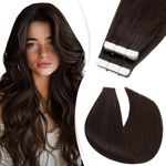 Tape in Hair Extensions Human Hair 40 PCS Thin Type 1.5g/pcs - 100% Real Natural Remy Hair Skin Weft Extension (#2 Dark Brown, 14 inches)