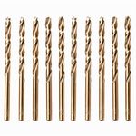 Rennie Tools - Box of 10 x 5mm HSS Gold Cobalt Jobber Drill Bit Set For Stainless Steel, Hard Metals, Aluminium, Cast Iron, Copper. Twist Drill Bit Sets Supplied In A Box. 5mm Drill Bit Set