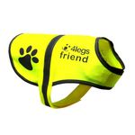 4LegsFriend Dog Safety Yellow Reflective Vest With Leash Hole 5 Sizes - High Visibility for Outdoor Activity Day and Night, Keep Your Dog Visible, Safe From Cars & Hunting Accidents (Medium)