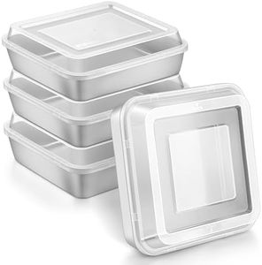 Herogo Baking Pan with Lid, 9''x 9'' Stainless Steel Nonstick Square Deep Cake Pan, Rectangle Cakes Bakeware for Brownies Casseroles, Non Toxic & Dishwasher Safe, Set of 4